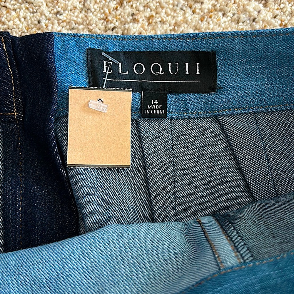 Eloquii NWT Sexy Multicolor Colorblock Denim A-line Mini Skirt **Size 14** 🔥🔥 - Picture 3 of 3